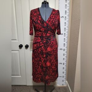 Elegant Red and Black Patterned Dress
